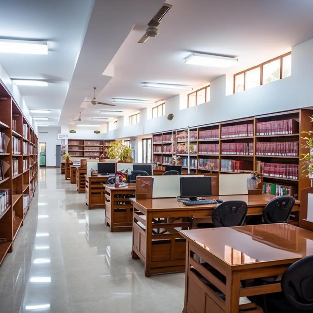 Students studying with books in the library