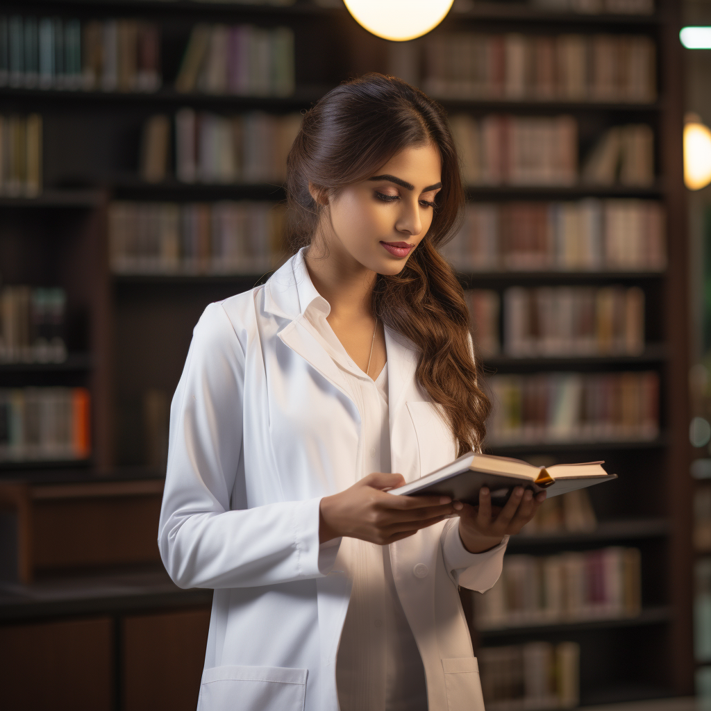 Allied Health Science Library with wooden desks and study areas